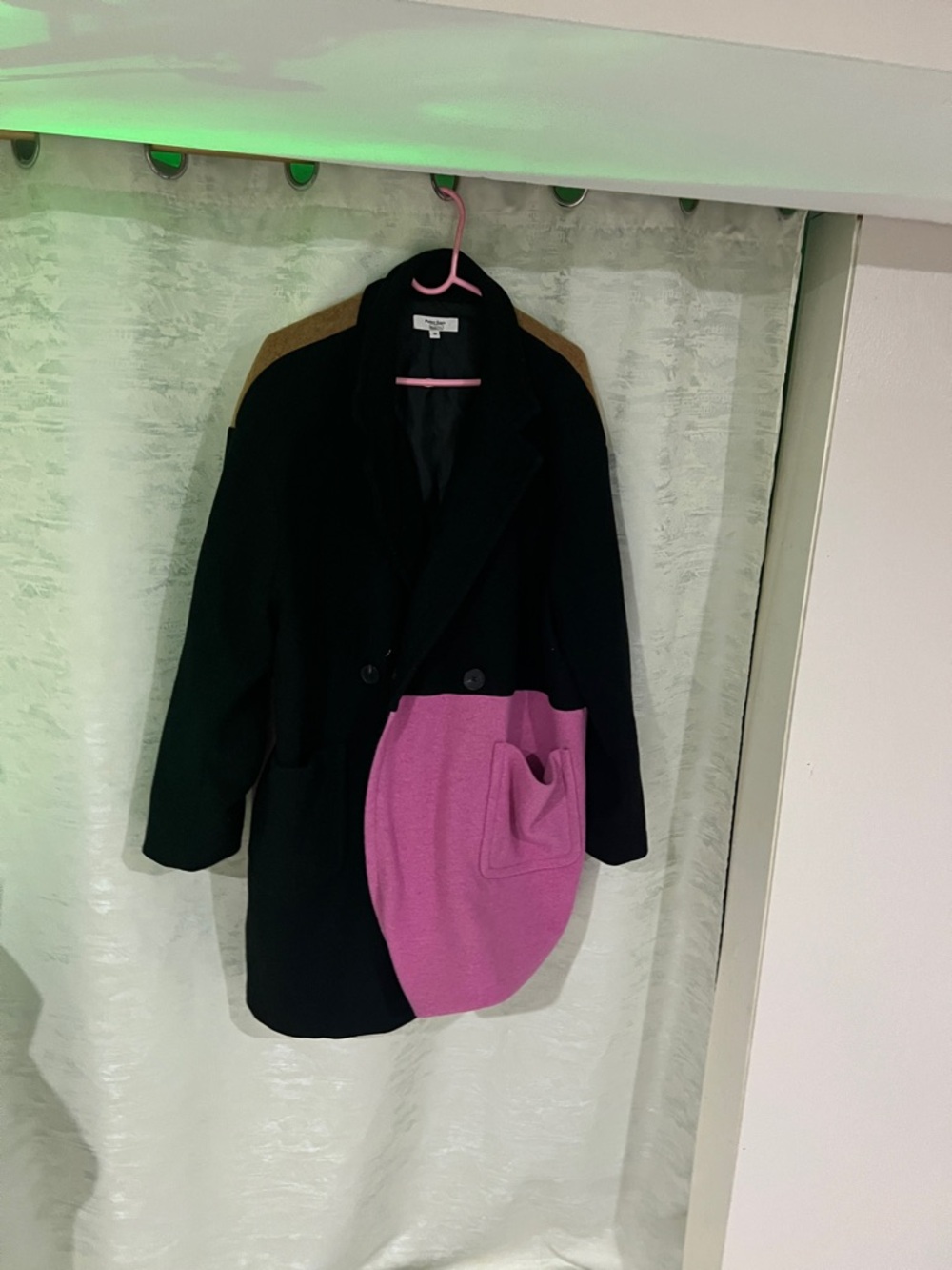 Peter Som Black Coat with Pink Trim Accents